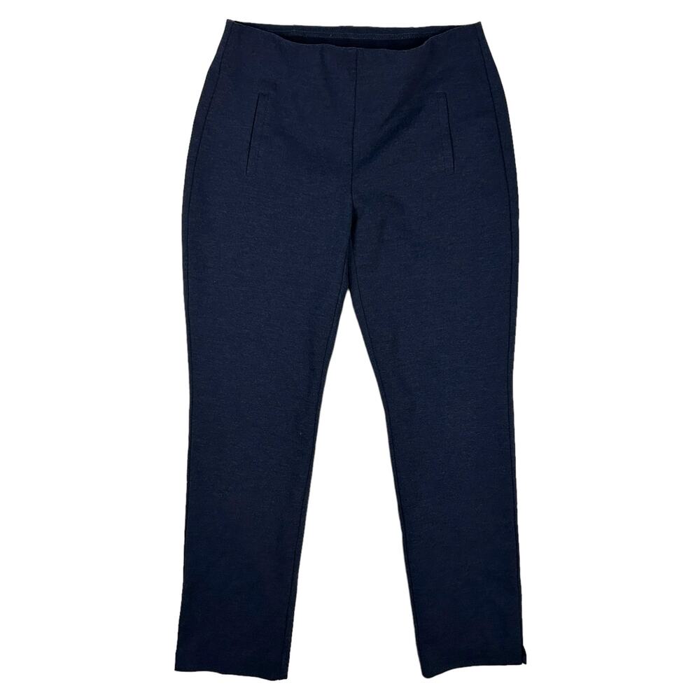 Chicos Size 0 US 4 S Juliet Ankle Pants Pull On Ponte Knit Stretch Slim Leg Blue